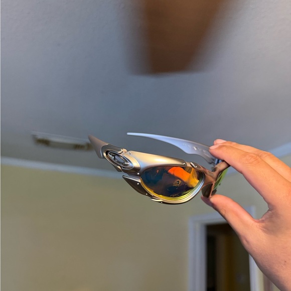 cant Other - Men's Silver Frame Sunglasses with Orange Mirrored Lenses Oakley Oakleys